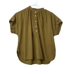 Uniqlo Womens Light Green Short Sleeve Button Up Henley Shirt Top Size XS